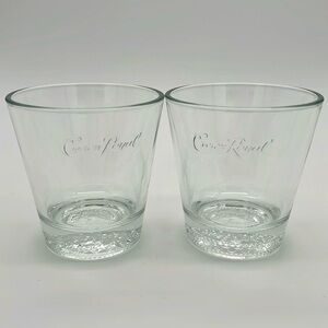 Crown Royal Canadian Whiskey Embossed Rocks Tumbler Bar Glasses (Set of 2)